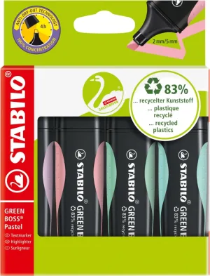 Комплект текст маркери, Stabilo, Green Boss, Pastel, 4 цвята