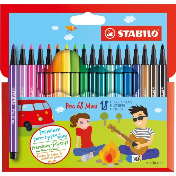 Комплект флумастери, Stabilo, Pen 68, 18 цвята