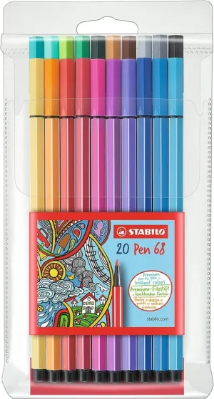 Комплект флумастери, Stabilo, Pen 68, 20 цвята