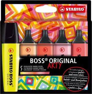 Комплект текст маркери, Stabilo, Boss Original, Arty Warm Colours, 5 цвята