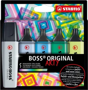 Комплект текст маркери, Stabilo, Boss Original, Arty Cool Colors, 5 цвята