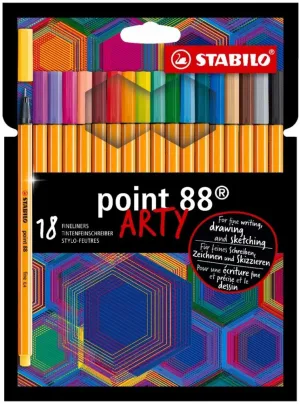 Комплект тънкописци, Stabilo, Point 88 Arty, 18 цвята
