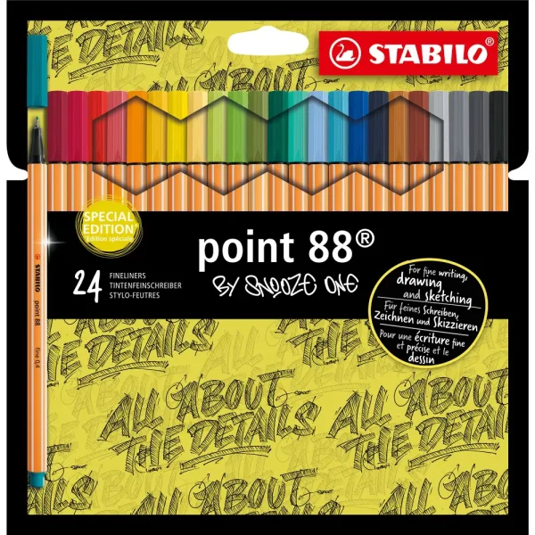 Комплект тънкописци, Stabilo, Point 88 Snooze One, 24 цвята