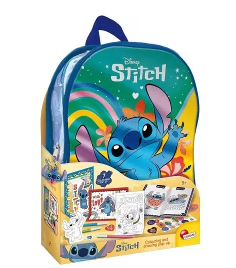 Творчески комплект, Lisciani, Stitch, 2 в 1 раница с комплект за рисуване