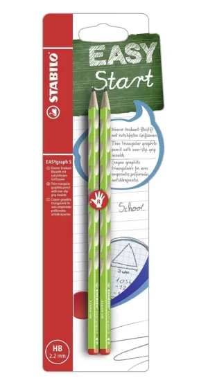 Комплект ергономични моливи, Stabilo, EASYgraph S HB, Дясна ръка, 2 броя