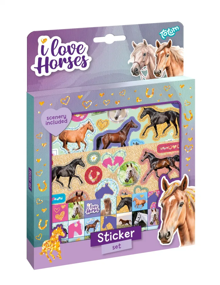 Комплект стикери, Totum, I Love Horses, 4 части