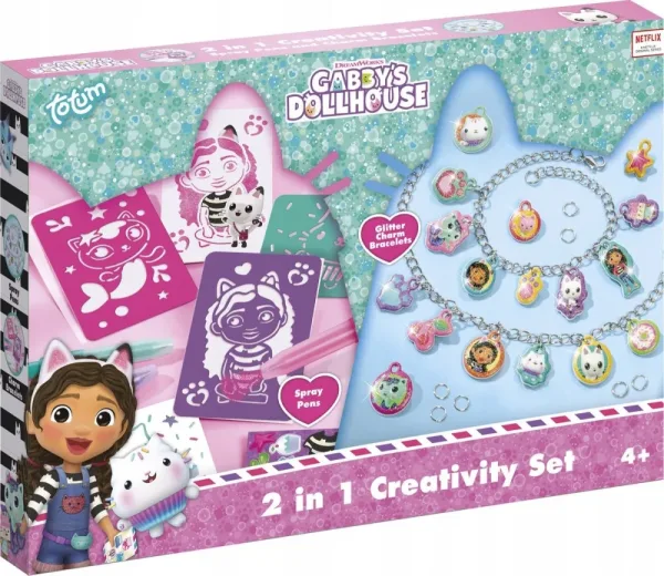Творчески комплект, Totum, Gabby′s Dollhouse, Направи сам гривни и рисувай 2 в 1
