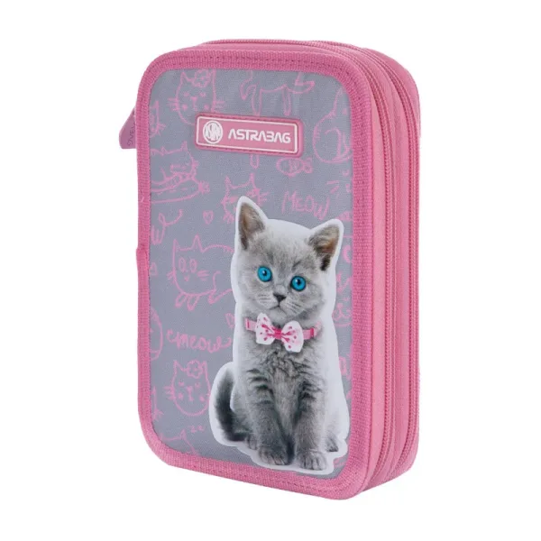 Двоен несесер, Astra, AC2, Pinky Kitty, Без аксесоари, 20,5 x 13 x 4,5 см