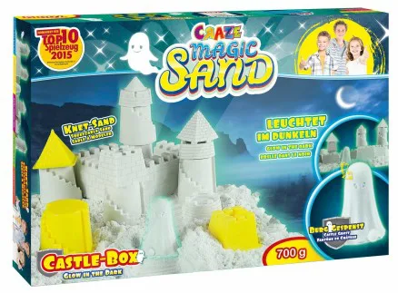 Комплект магически пясък, Craze, Фосфоресциращ замък, 700 гр.