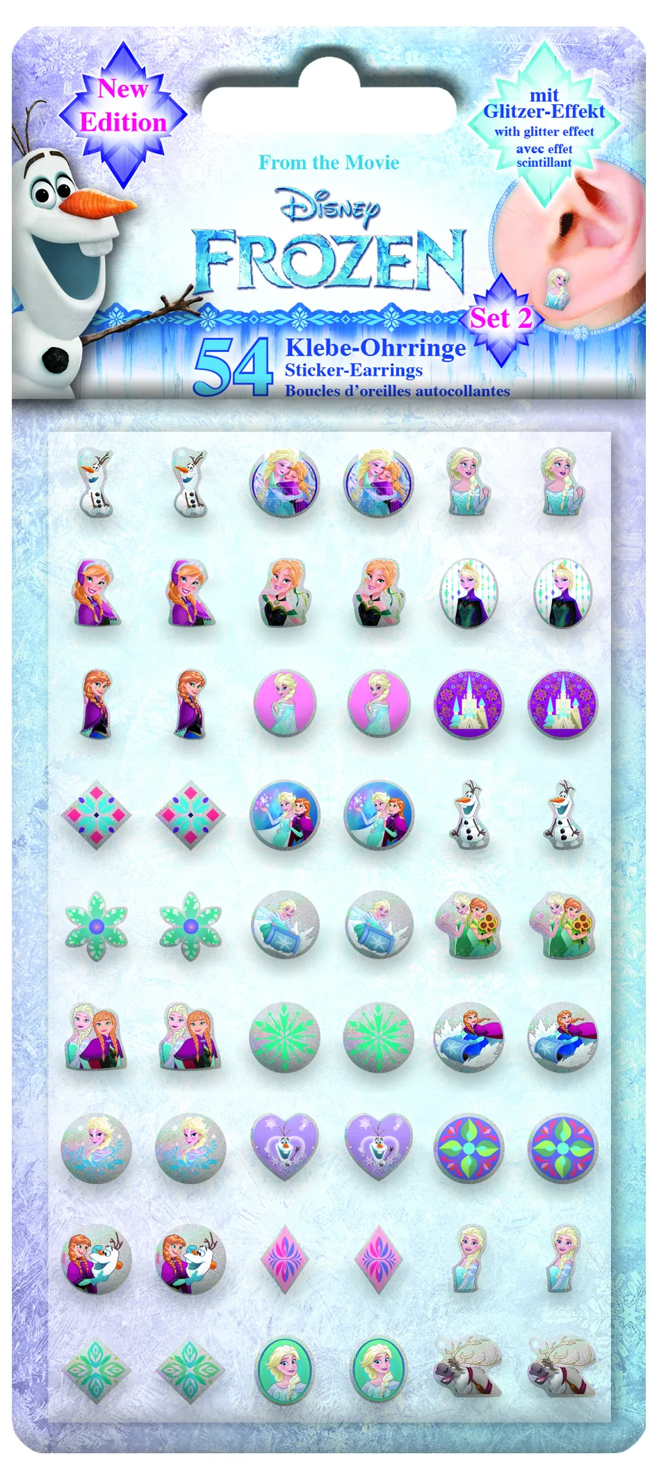 Комплект стикерни обеци, Craze, Frozen, 54 броя