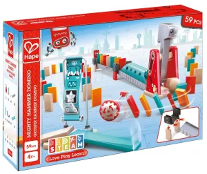 Комплект дървена игра, Hape, Домино, Мощен удар, 59 части