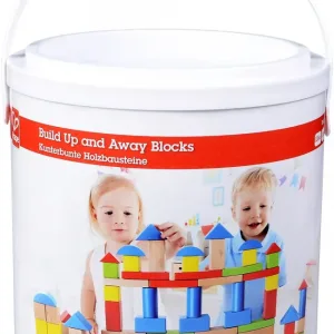 Детски дървен конструктор, Hape, 100 части, В кофа