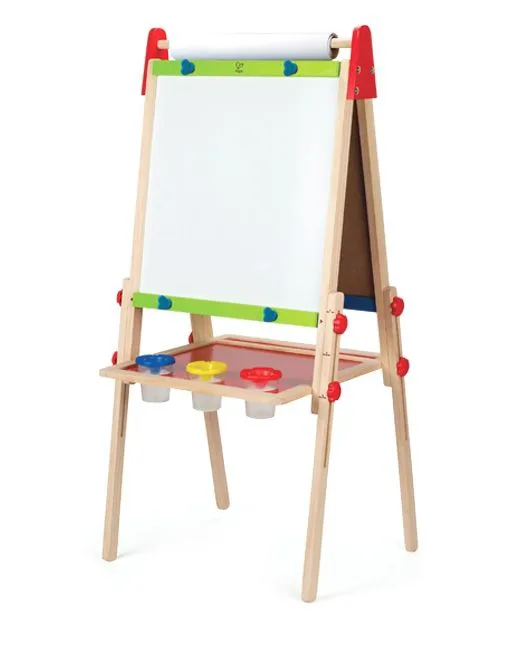 Детски статив за рисуване, Hape, С бяла магнитна дъска и черна дъска