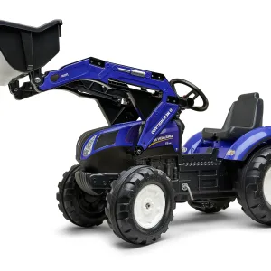 Детски багер с педали и кофа New Holland - син