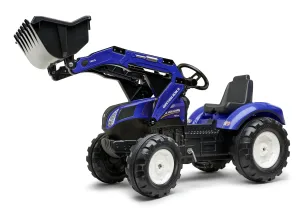 Детски багер с педали и кофа New Holland - син