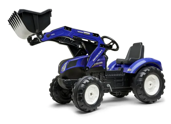 Детски багер с педали и кофа New Holland - син