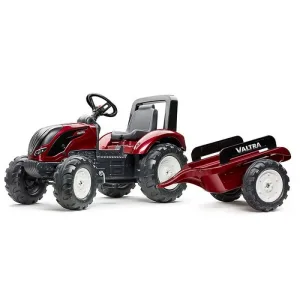Детски трактор с ремарке и педали Valtra - червен