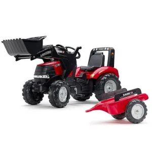 Детски багер с ремарке, кофа и педали Case IH  - червен
