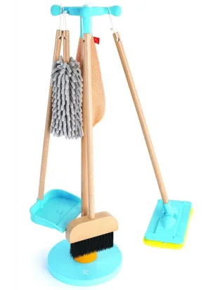 Детска играчка, Hape, Комплект метла и стойка за почистване, 6 части