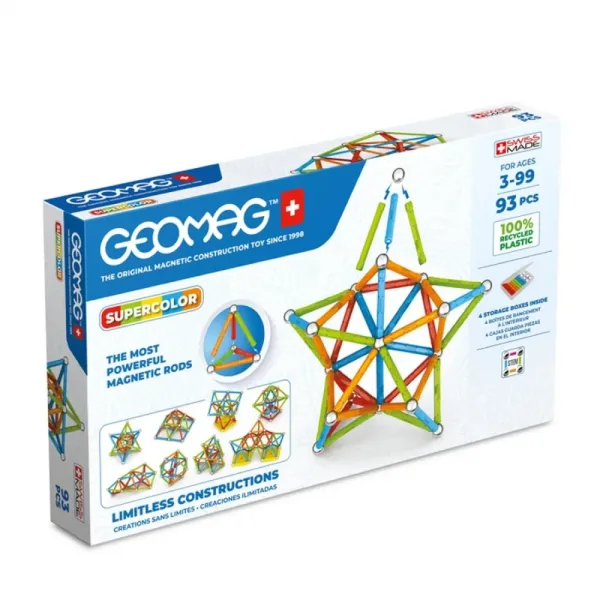 Магнитен конструктор, Geomag, Supercolor, 93 части