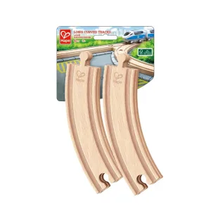 Дървен комплект, Hape, Дълга железопътна извита релса, 4 броя