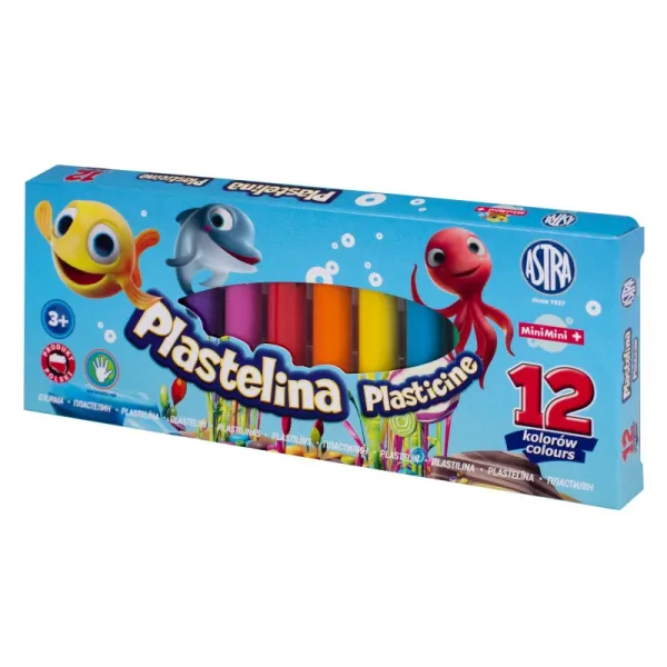 Ученически пластилин, Astra, Mini Mini, 12 цвята