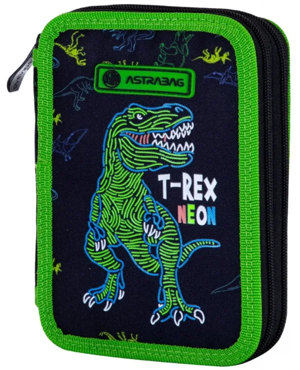 Двоен несесер, Astra, T-Rex Neon, С аксесоари, 20.5 х 13 х 4.5 см