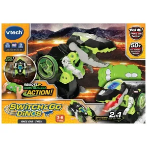 Интерактивна играчка, Vtech, Трансформер Riot, RC Автомобил и Динозавър T-Rex 2 в 1, Зелен
