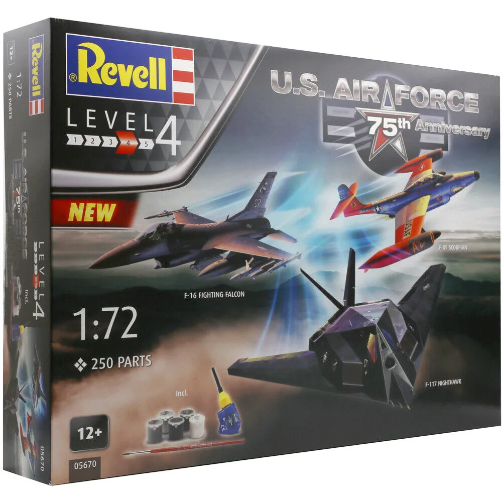 Комплект модели за сглобяване, Revell , US Air Force 75th Anniversary, F-16 / F-117 / F-89, 3 броя