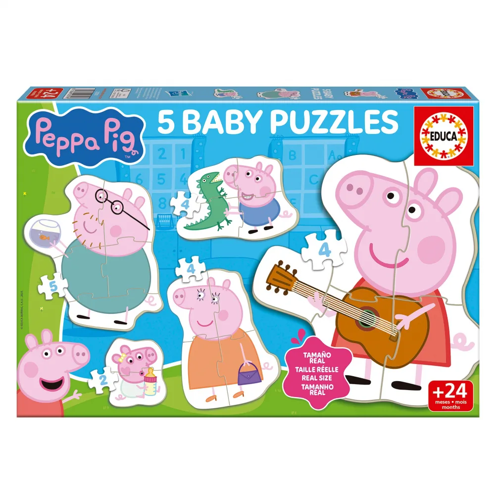 Прогресивен пъзел, Educa, Peppa Pig, 5 в 1, 2/4/4/4/5/ части