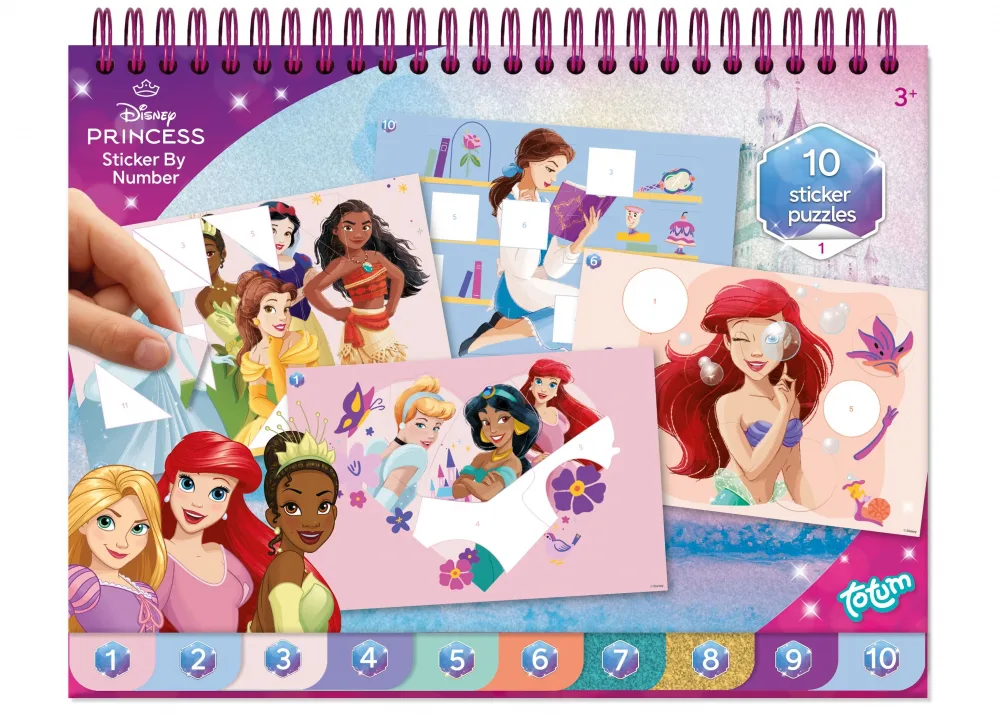Творчески комплект, Totum, Disney Princess, Книжка за оцветяване и стикери 2 в 1
