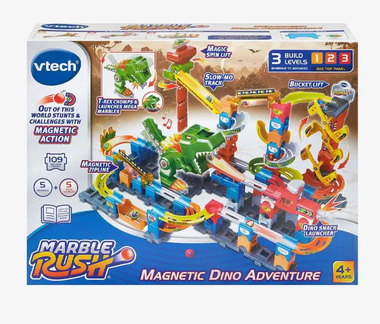Интерактивна играчка, Vtech, Marble Rush, Комплект писта с мраморни топчета, Динозавър