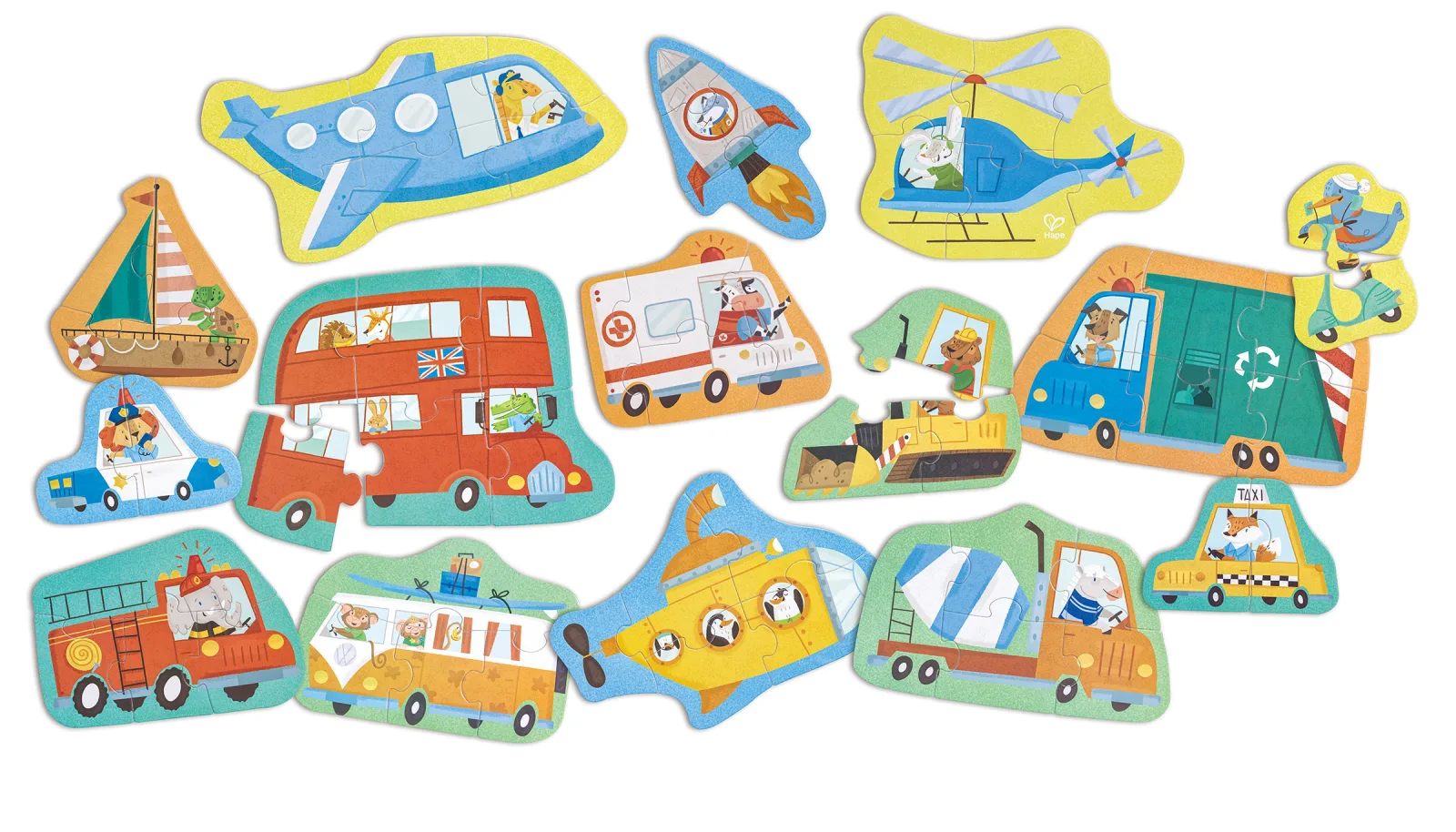 Образователен пъзел превозни средства, Hape, 60 части - Image 2