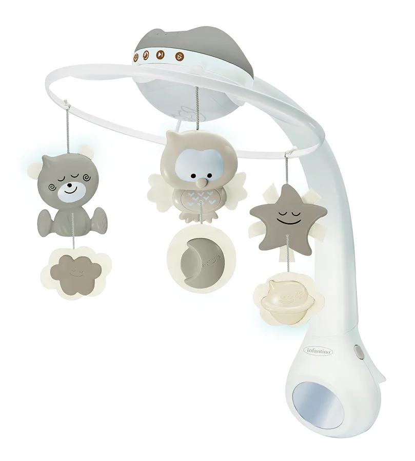Музикална въртележка с проектор 3в1, Infantino, Екрю