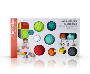 Комплект сензорни бебешки играчки, Infantino, 20 броя