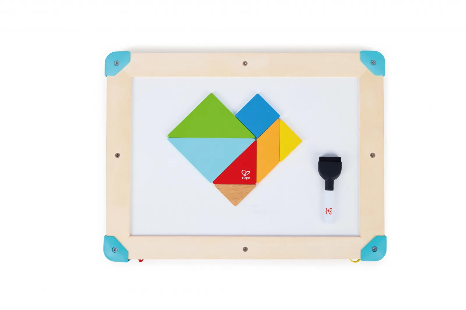 Дървен комплект за игра 2 в 1, Hape, Космически лабиринт и дъска танграм, 15 части - Image 4