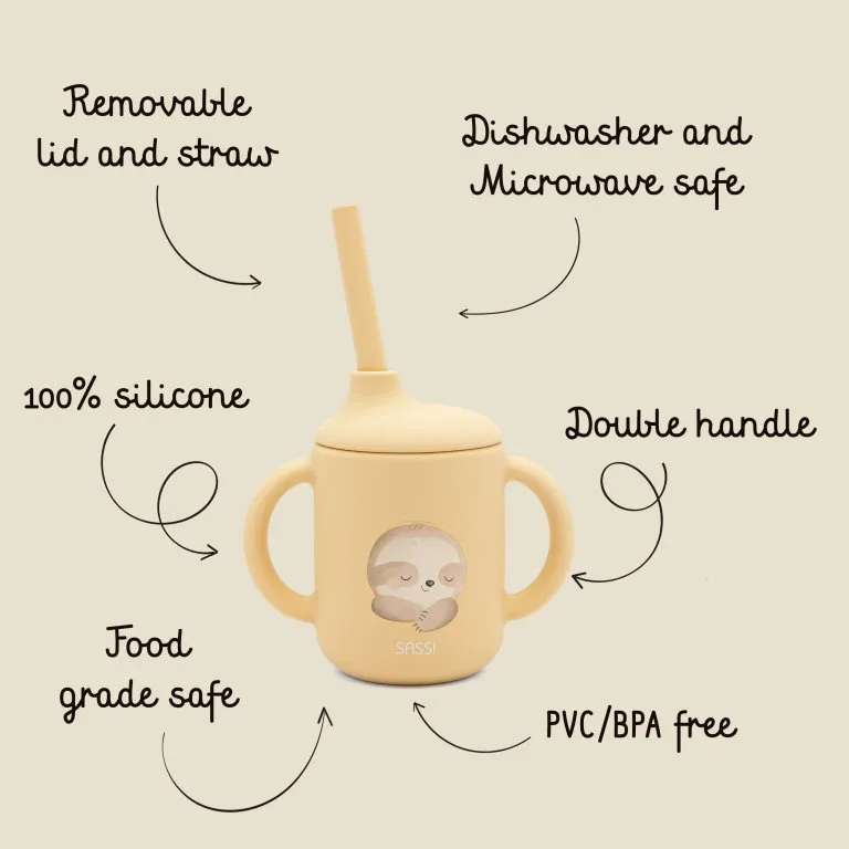 Силиконова чаша със сламка Sassi, Ленивец - Image 6