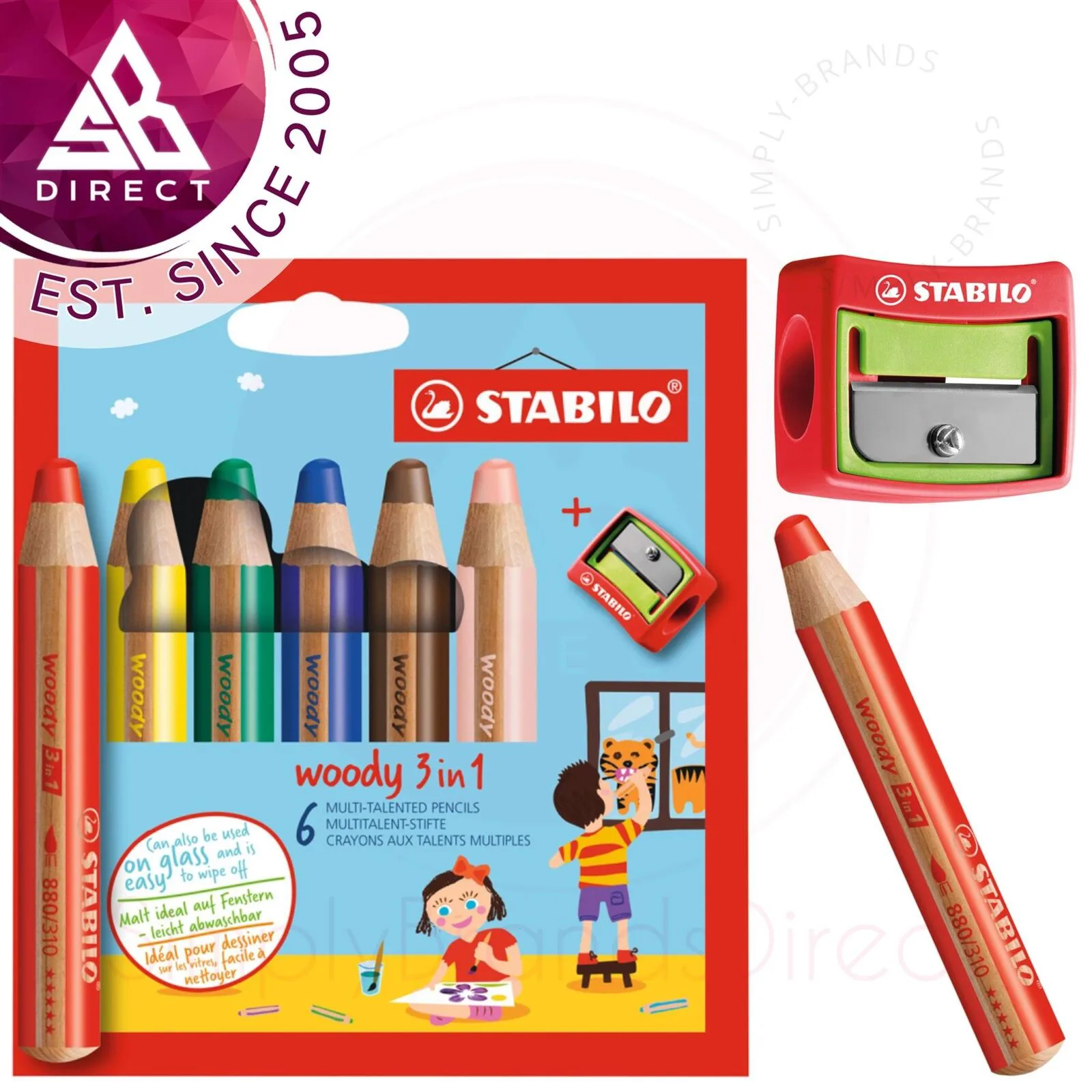 Комплект цветни моливи, Stabilo, Woody 3 в 1 + острилка, 6 цвята - Image 8