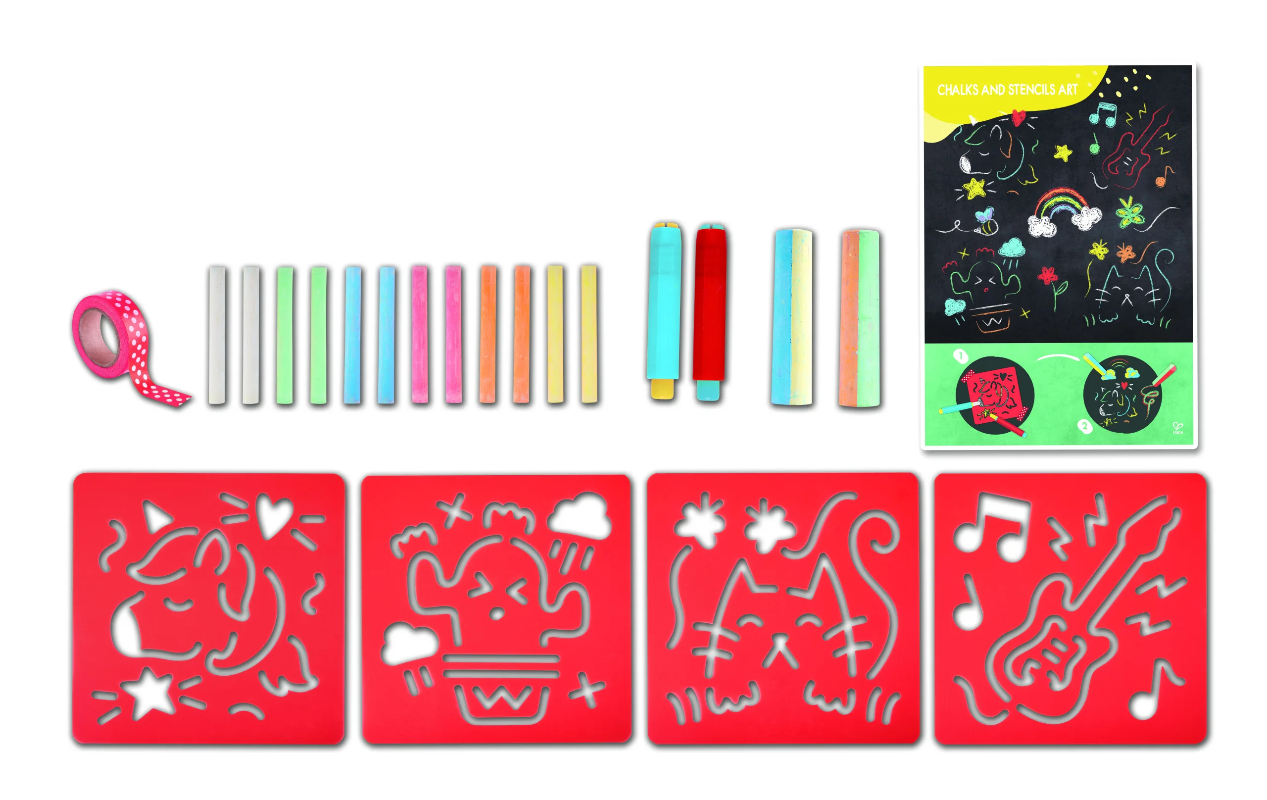 Творчески комплект, Hape, Забавно рисуване с тебешири и шаблони, 21 части - Image 2