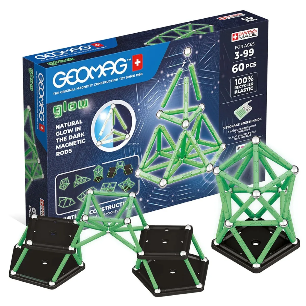 Магнитен конструктор, Geomag, Glow, 60 части - Image 2