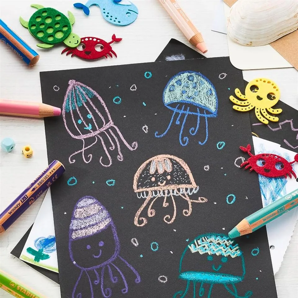 Комплект цветни моливи, Stabilo, Woody 3 в 1 + острилка, 6 цвята - Image 4