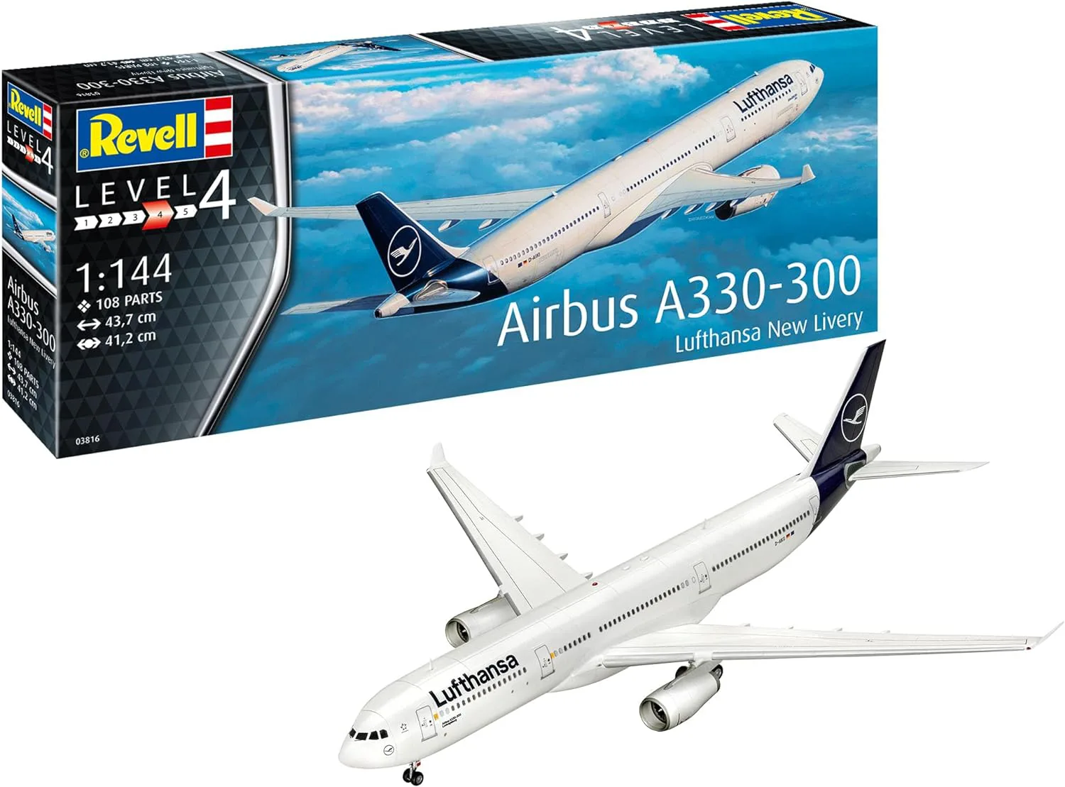 Сглобяем модел, Revell, Airbus A330-300 Lufthansa New Livery, 108 части - Image 2