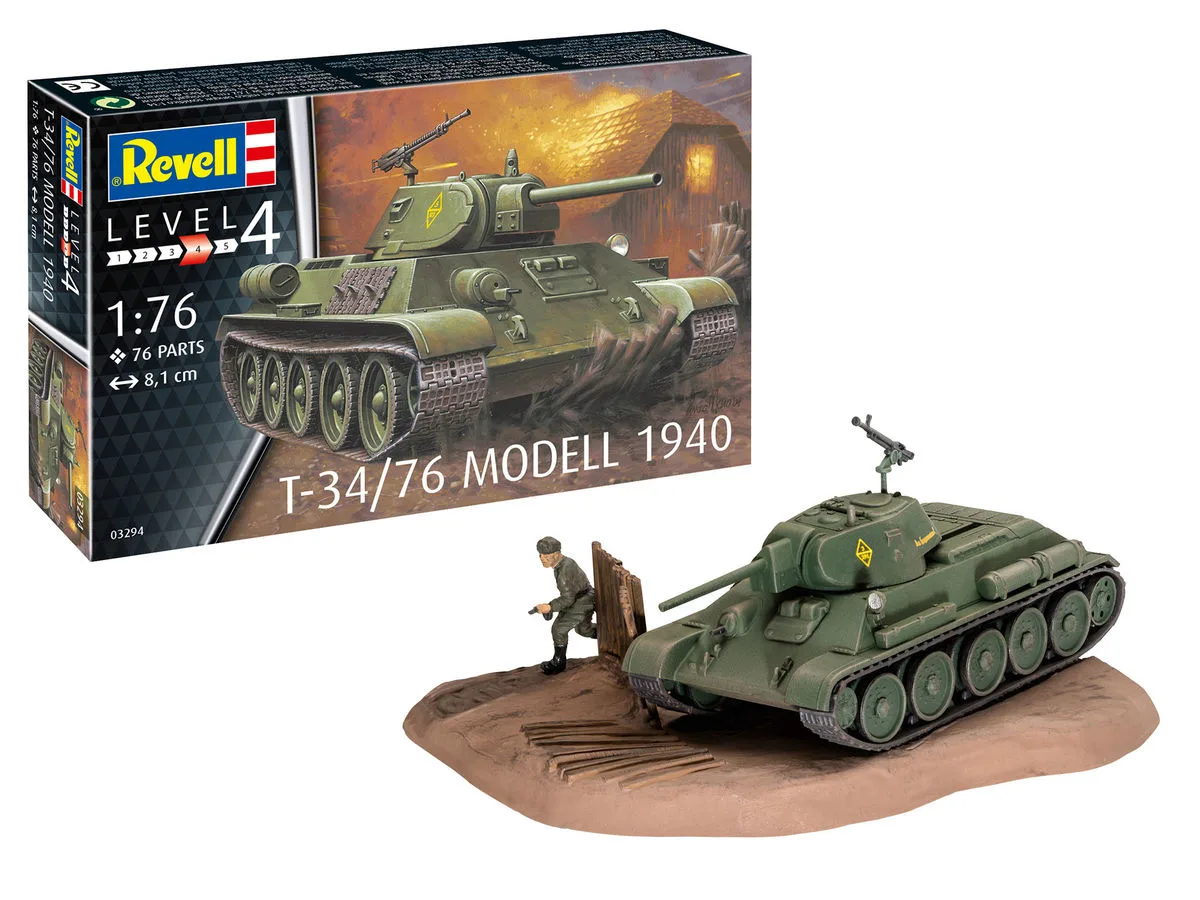 Сглобяем модел, Revell, Съветски танк T-34/76 Модел 1940, 76 части - Image 2