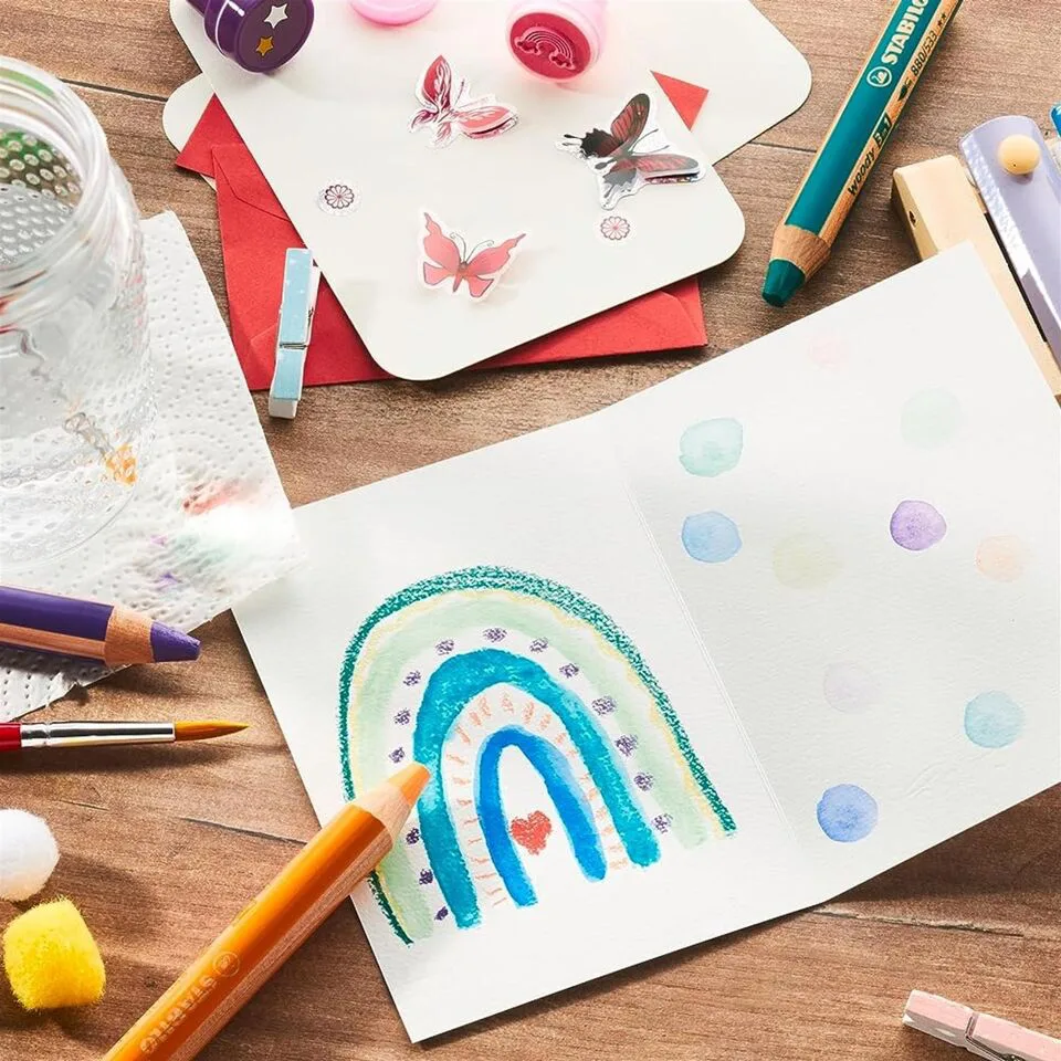 Комплект цветни моливи, Stabilo, Woody Arty 3 в 1, С острилка и четка, 18 цвята - Image 6