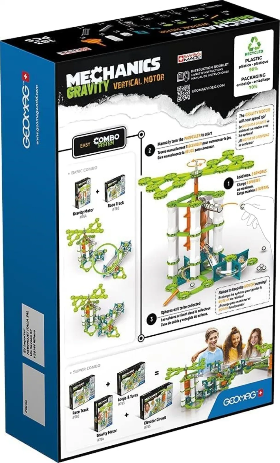 Магнитен конструктор, Geomag, Mechanics, Вертикален двигател, 183 части - Image 2