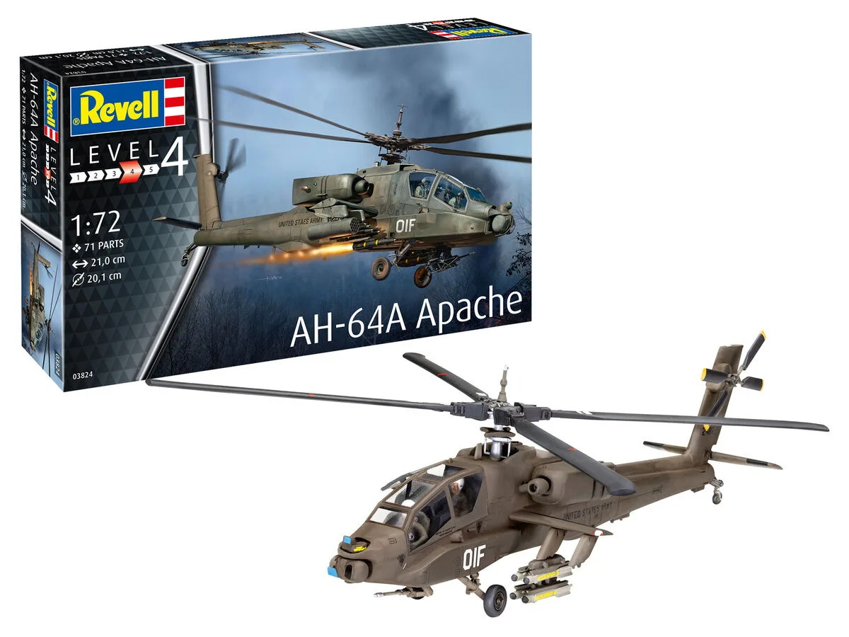 Сглобяем модел, Revell, Военен хеликоптер AH-64A Apache, 71 части - Image 2