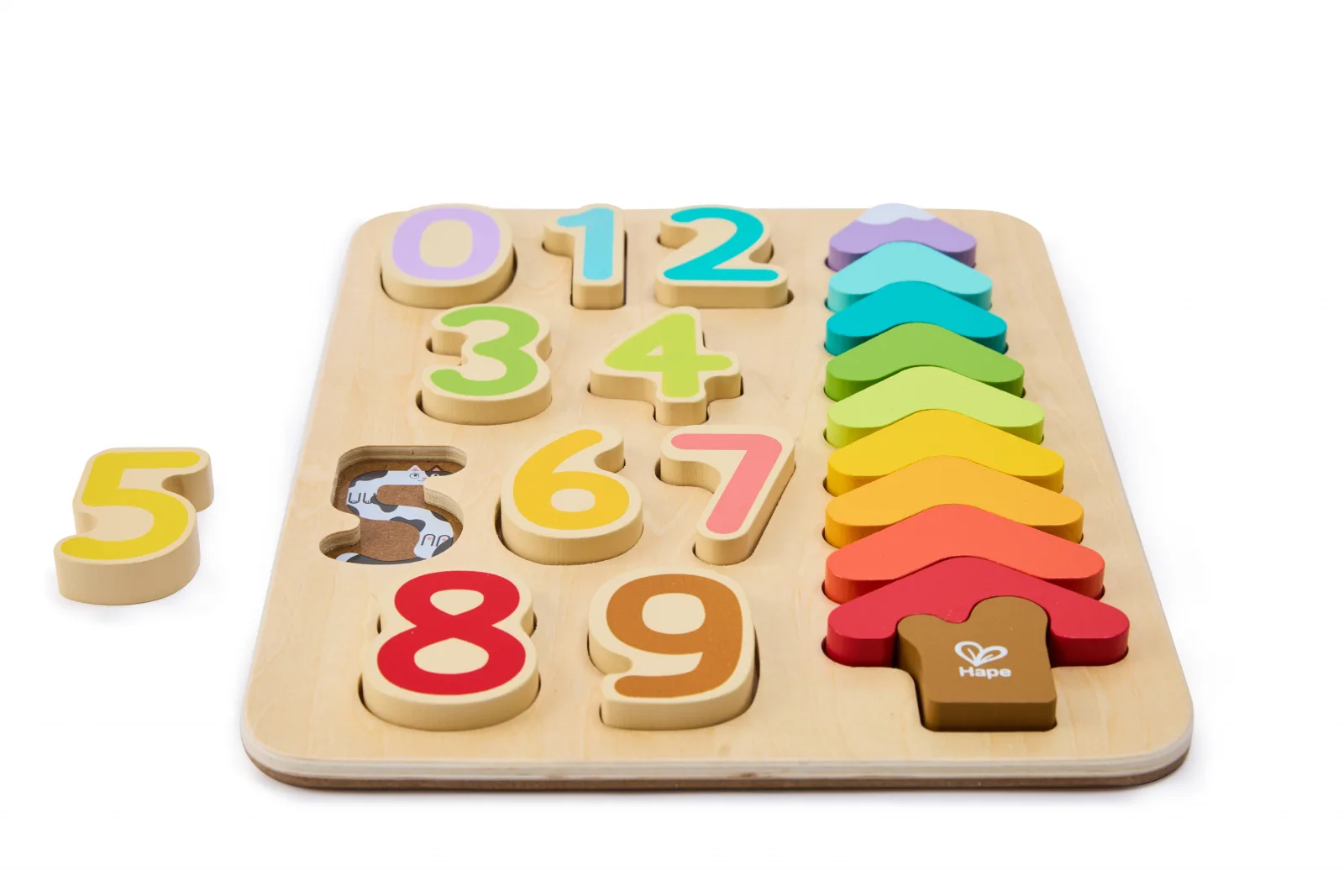 Дървен пъзел, Hape, цветове и форми, 9 части - Image 8