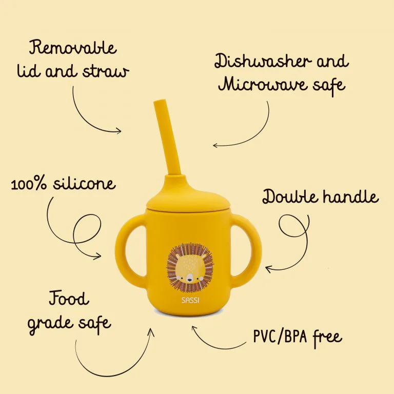 Силиконова чаша със сламка Sassi, Лъв - Image 5