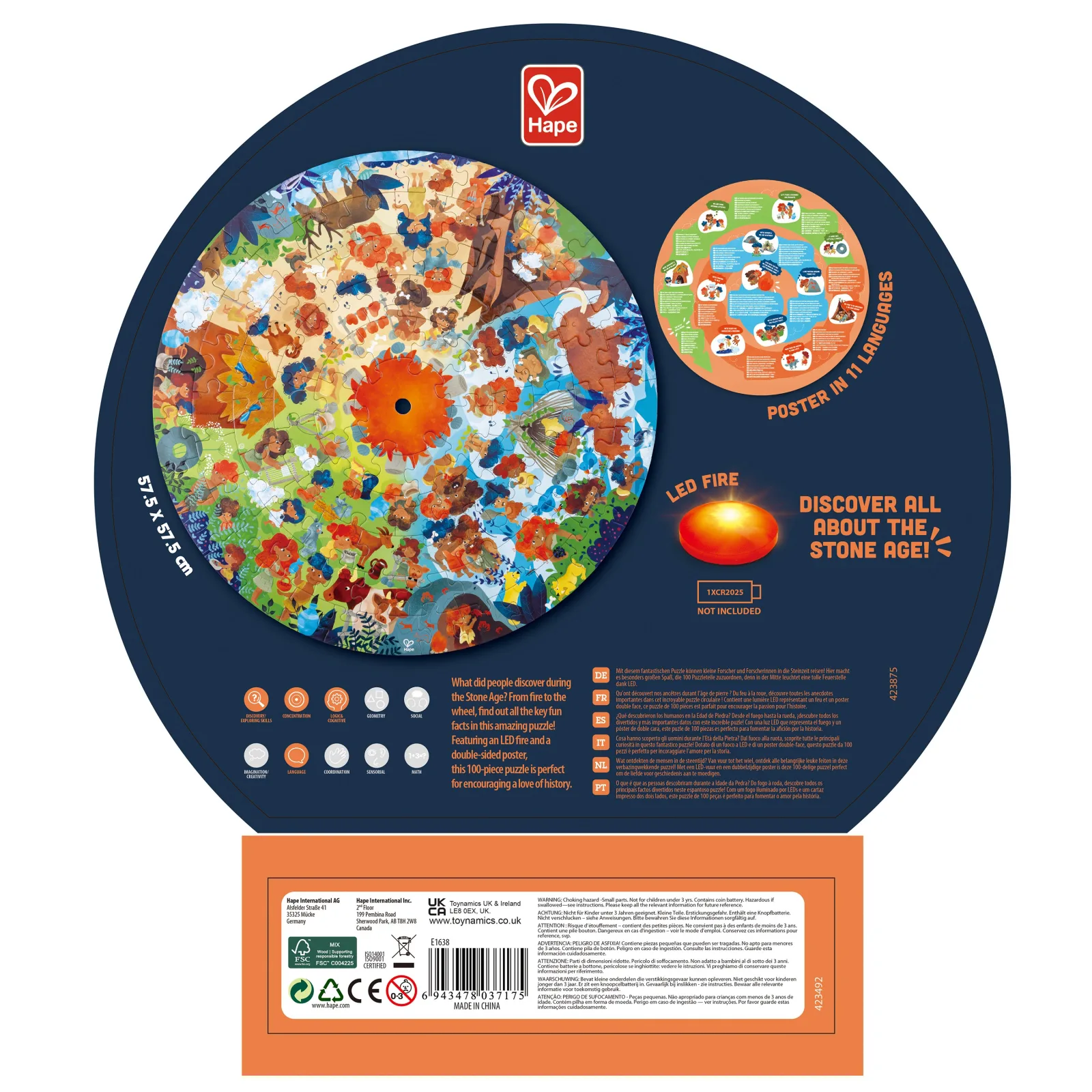 Образователен пъзел за под, Hape, Каменна ера, 57.5 см, 100 части - Image 4