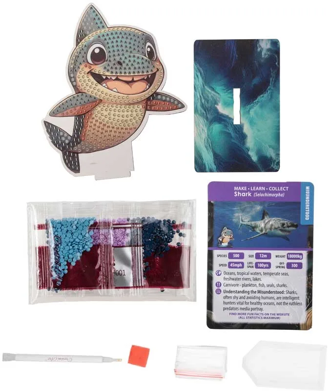 Комплект за диамантена бродерия, Craft Buddy, Crystal Art Buddies, Акула, 7 части - Image 2